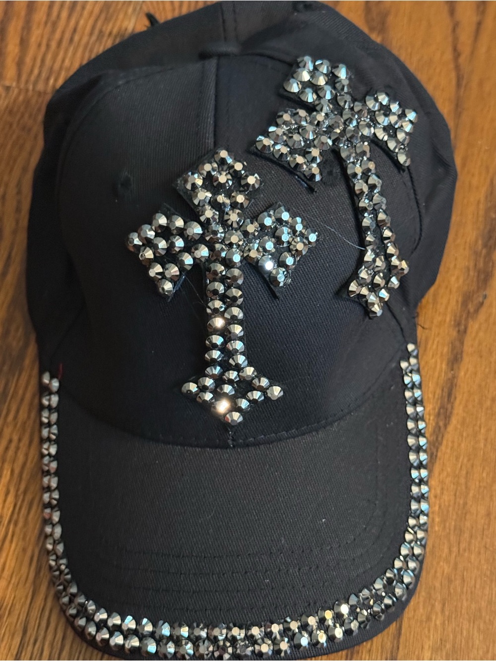 Black womens ' Rhinestone Cross Baseball Cap